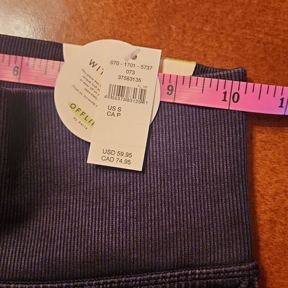 NEW Aerie Offline Seamless Cable Knit Ribbed 7/8 Yoga Leggings, Small, Black - Picture 4 of 5